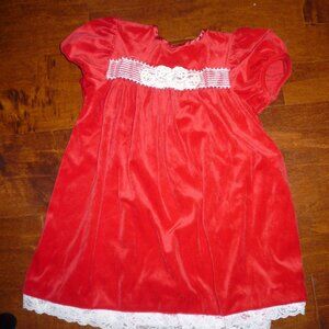 Toddler Girls clothes size 4t red party short sleeve vintage Christmas dress